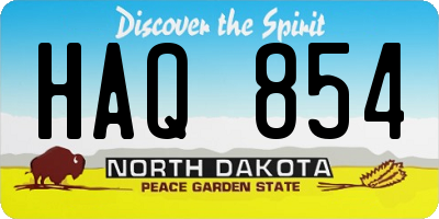 ND license plate HAQ854