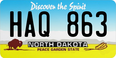 ND license plate HAQ863