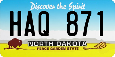 ND license plate HAQ871