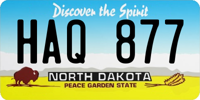 ND license plate HAQ877