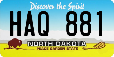 ND license plate HAQ881