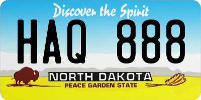 ND license plate HAQ888