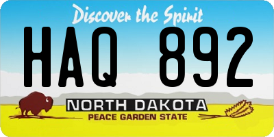 ND license plate HAQ892