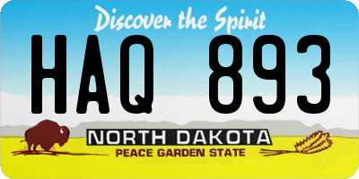 ND license plate HAQ893