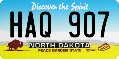 ND license plate HAQ907