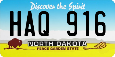 ND license plate HAQ916