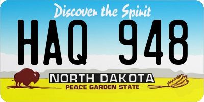 ND license plate HAQ948