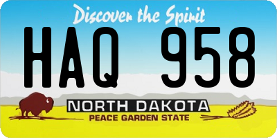 ND license plate HAQ958