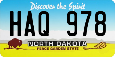 ND license plate HAQ978