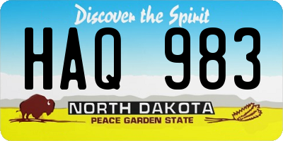 ND license plate HAQ983