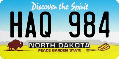 ND license plate HAQ984