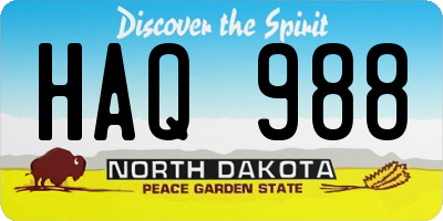 ND license plate HAQ988