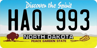 ND license plate HAQ993