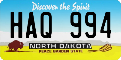 ND license plate HAQ994