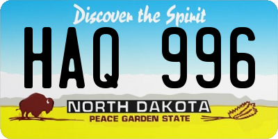 ND license plate HAQ996