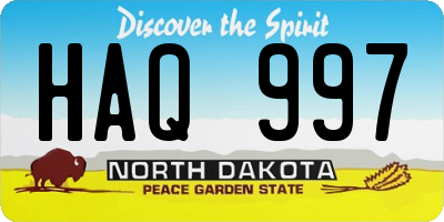 ND license plate HAQ997