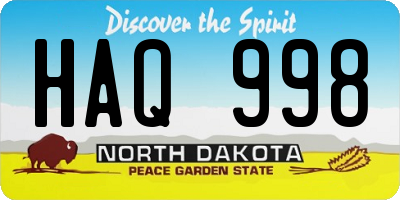 ND license plate HAQ998