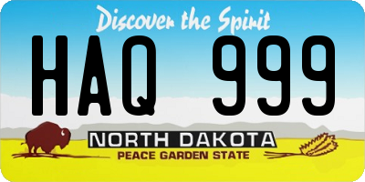 ND license plate HAQ999