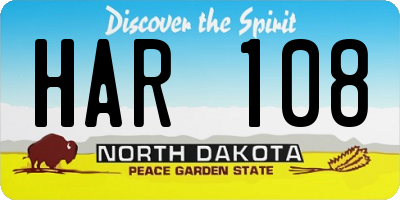 ND license plate HAR108