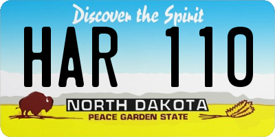 ND license plate HAR110