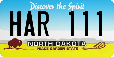 ND license plate HAR111