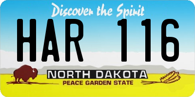 ND license plate HAR116