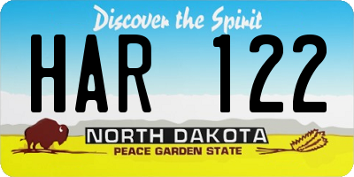 ND license plate HAR122