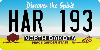 ND license plate HAR193