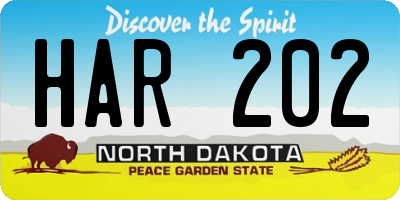 ND license plate HAR202