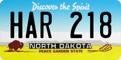 ND license plate HAR218
