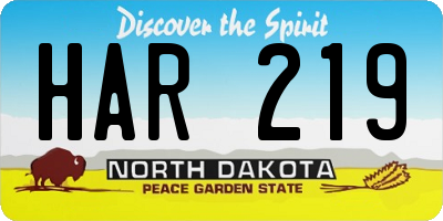 ND license plate HAR219