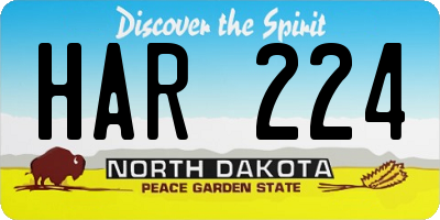 ND license plate HAR224
