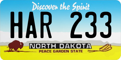 ND license plate HAR233