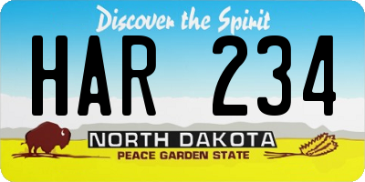 ND license plate HAR234