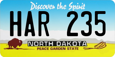 ND license plate HAR235