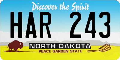ND license plate HAR243