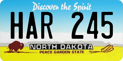 ND license plate HAR245