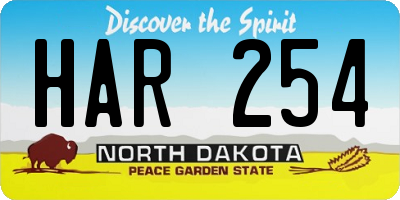 ND license plate HAR254