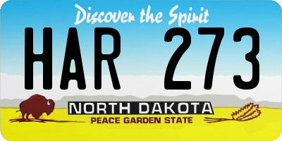 ND license plate HAR273