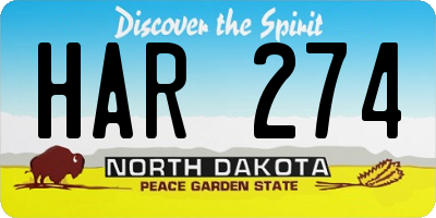 ND license plate HAR274
