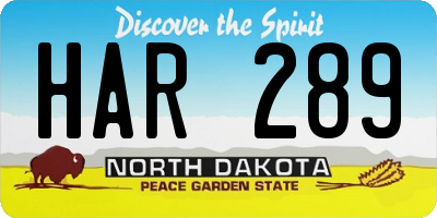 ND license plate HAR289