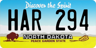 ND license plate HAR294