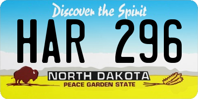 ND license plate HAR296