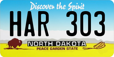 ND license plate HAR303