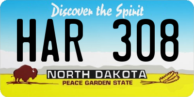 ND license plate HAR308