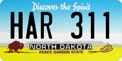 ND license plate HAR311
