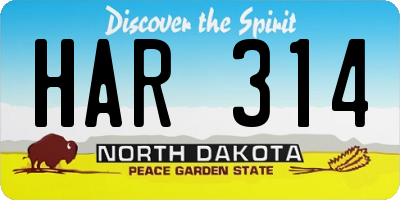 ND license plate HAR314