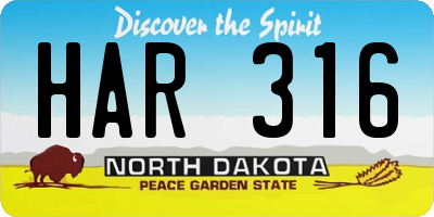 ND license plate HAR316