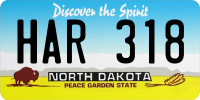 ND license plate HAR318
