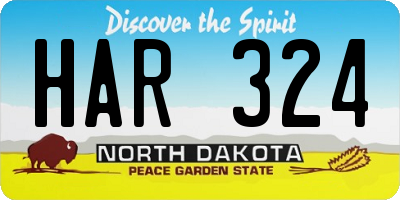 ND license plate HAR324